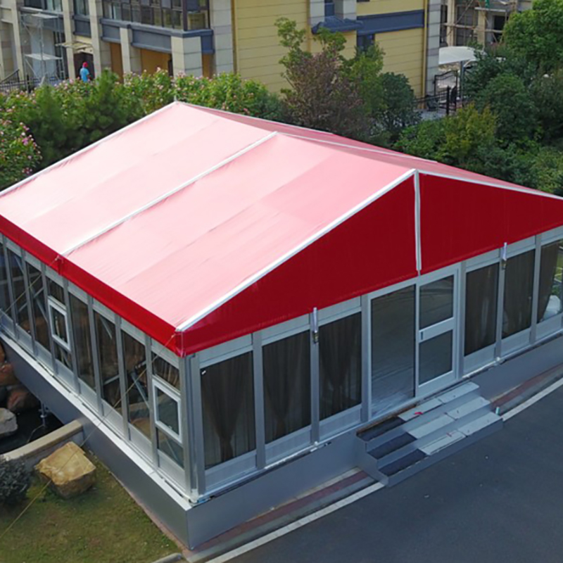 Red Top Cloth Glass Curtain Wall A-frame Canopy